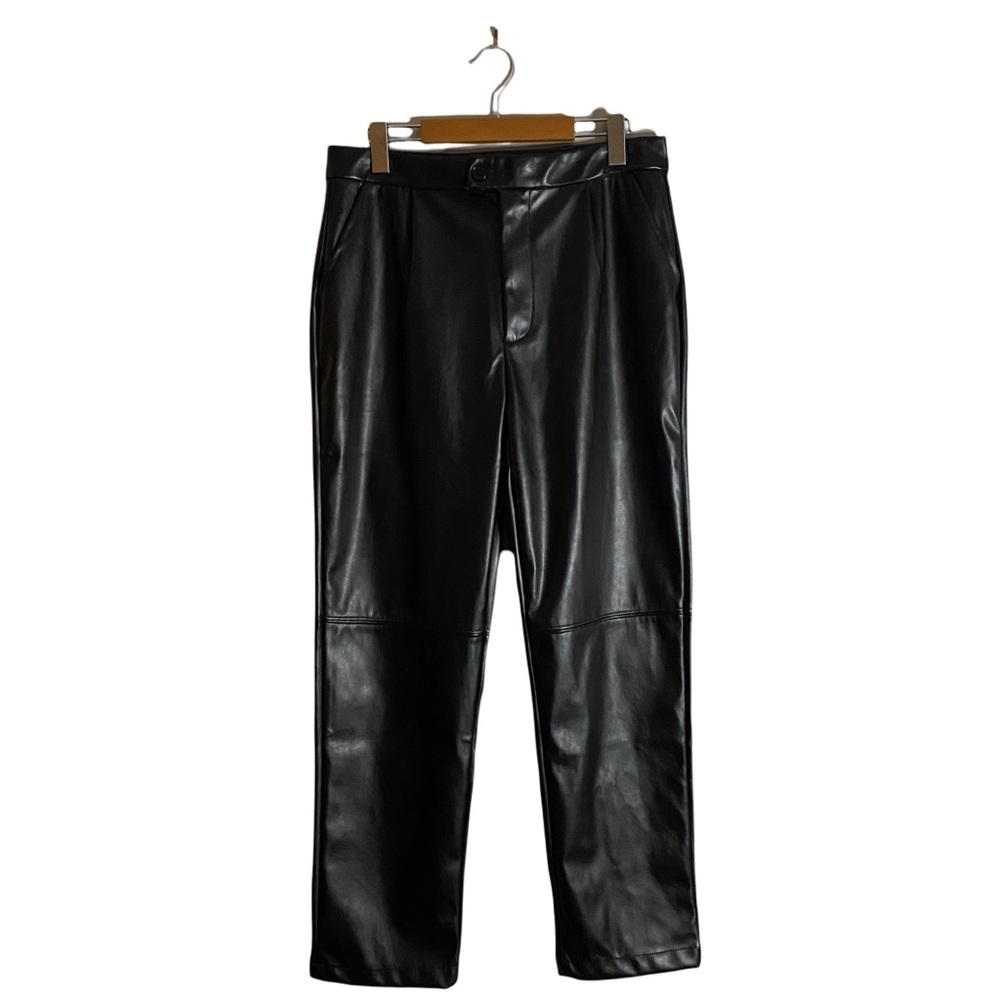 H by Halston Women's Black Faux Leather Pants
